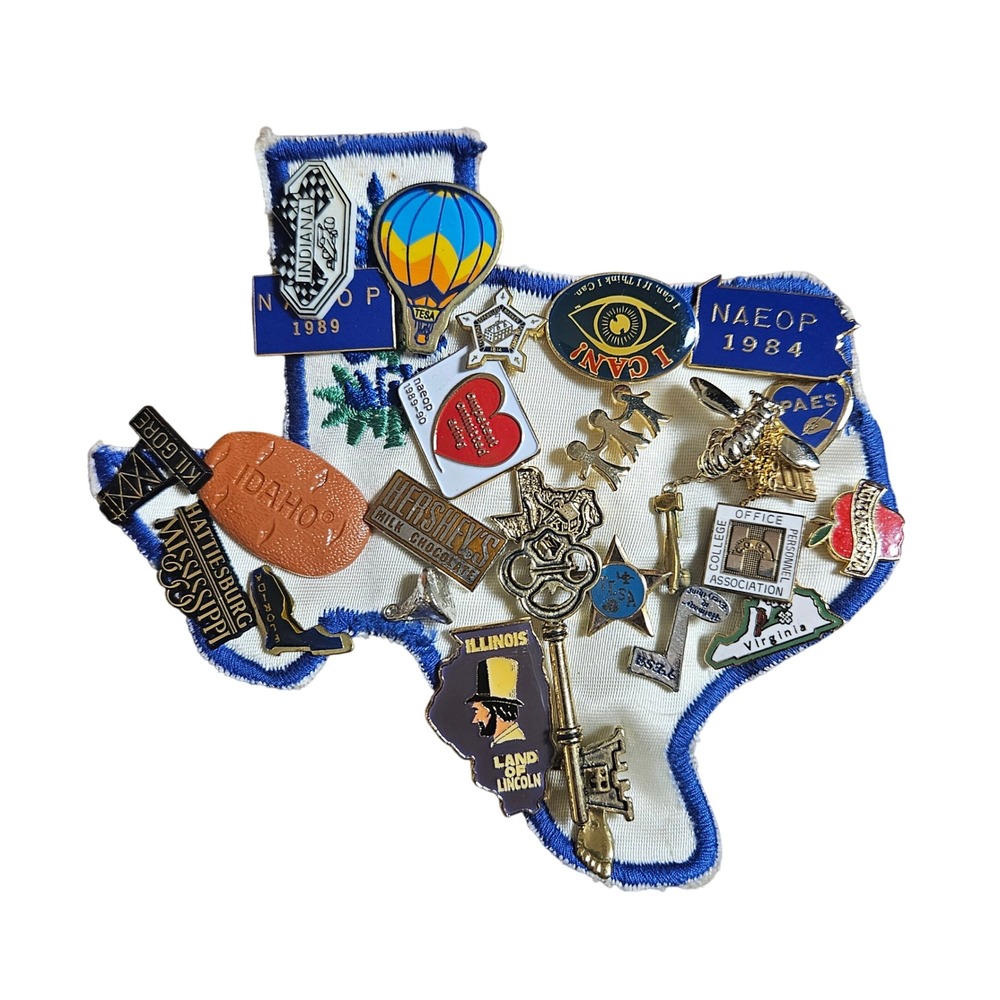 Vintage Lot 1980s NAEOP Patch & Pins Texas State Hershey's Enamel Souvenir
